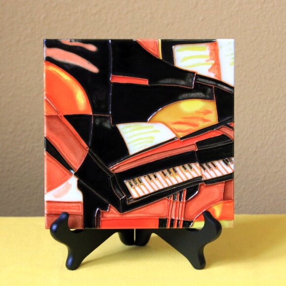 Abstract Cubist Piano 7.75" x 7.75" Tile Wall Art - Picture 1 of 7